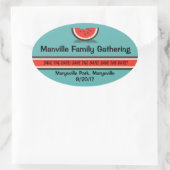 スイカファミリー懇親会日付ステッカーを保存 楕円形シール (バッグ)