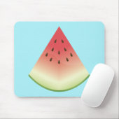 スイカフルーツスライスイラストレーションオンブルー マウスパッド (マウス)
