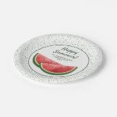スイカフルーツスライスファミリーサマーパーティー ペーパープレート (アングル)