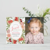 スイカフローラスイートガール誕生日写真 招待状 (スタンド正面)