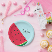 スイカブルーおもしろい夏期誕生日パーティー ペーパープレート (パーティー)