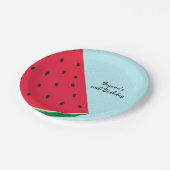 スイカブルーおもしろい夏期誕生日パーティー ペーパープレート (アングル)