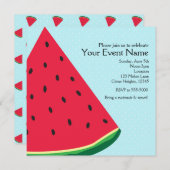 スイカブルーおもしろい夏期誕生日パーティー 招待状 (正面/裏面)