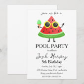 スイカプールパーティー誕生日招待状 招待状 (正面/裏面)