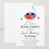 スイカプールパーティー誕生日招待状 招待状 (正面/裏面)