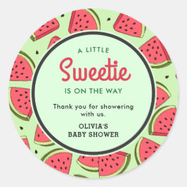 スイカベイビーシャワーのお礼メッセージ A Little Sweetie ラウンドシール