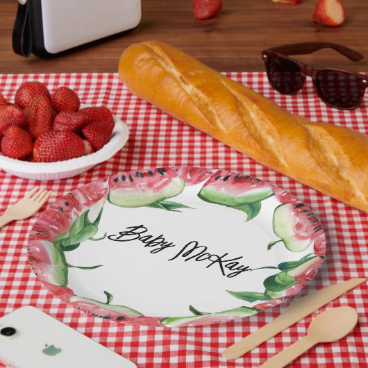 スイカベビーガールシャワー紙プレート ペーパープレート (ピクニック)