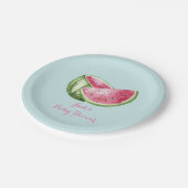 スイカベビーシャワーアクアティール（緑がかった色）ターコイズ ペーパープレート (アングル)