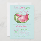 スイカベビーシャワーアクアティール（緑がかった色）ターコイズ 招待状 (正面)