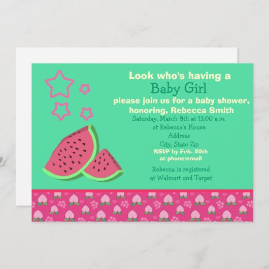 スイカベビーシャワー招待状 招待状 (正面/裏面)