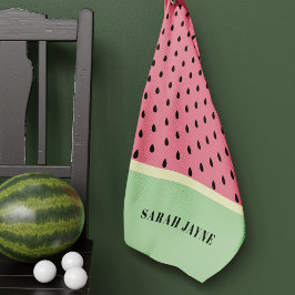スイカモダンの種子パターンのピンクと緑 ゴルフタオル