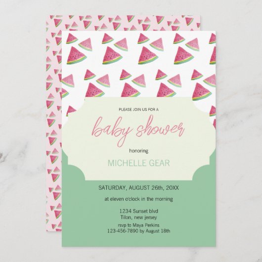 スイカモダンウータカラーイラストレーション 招待状 (正面/裏面)