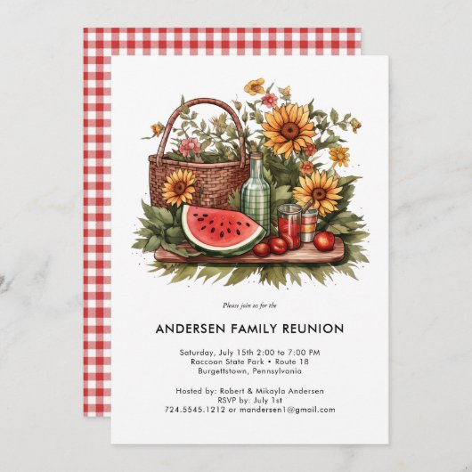 スイカモダンサマーピクニックファミリー懇親会 招待状 (正面/裏面)
