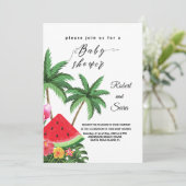 スイカモダンパームの木の庭のベビーシャワー 招待状 (スタンド正面)