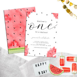 スイカモダンレッドスイカに水彩ONE 招待状