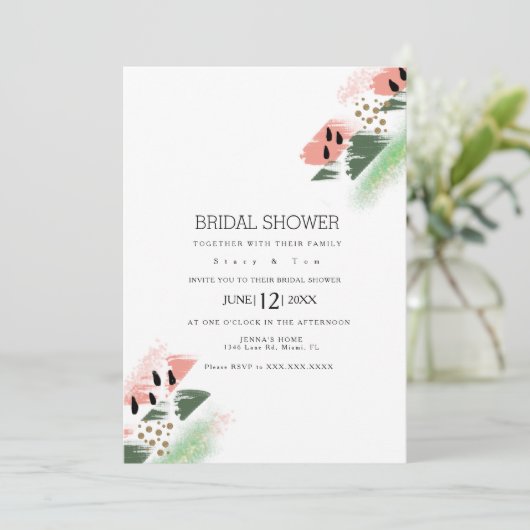 スイカモダン抽象芸術アートブライダルシャワー 招待状 (スタンド正面)