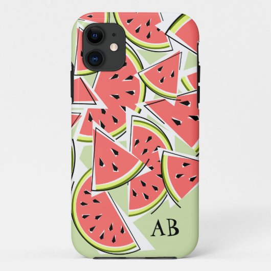 スイカ'モノグラム'緑iPhoneケース垂直 Case-Mate iPhoneケース (裏面)