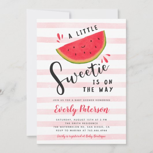 スイカリトルスウィーティベビーシャワー招待状 招待状 (正面)