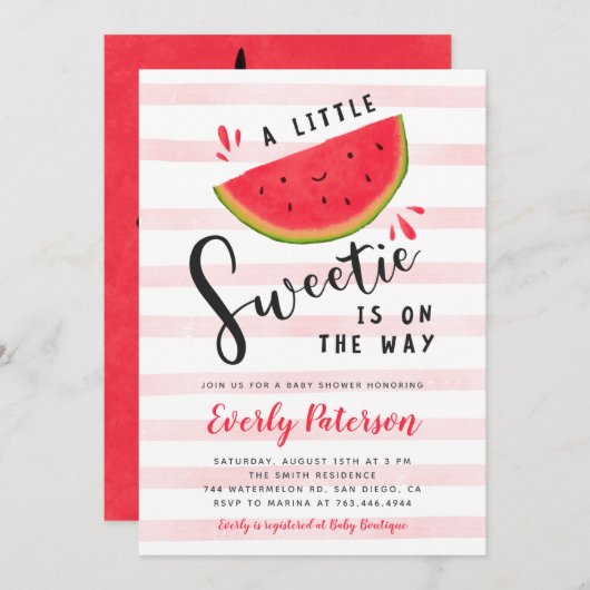 スイカリトルスウィーティベビーシャワー招待状 招待状 (正面/裏面)
