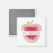 スイカリンゴパーソナライズされた先生 マグネット (正面/裏面)