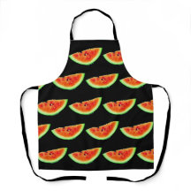 スイカレッドグリーンブラックオールオーバープリントエプロン