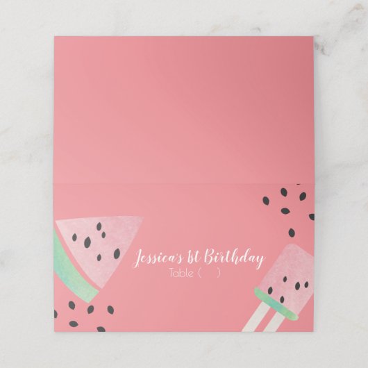 スイカースイカー誕生日シーズアイスクリポップ・アートのーム プレイスカード (外部開封)
