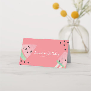 スイカースイカー誕生日シーズアイスクリポップ・アートのーム プレイスカード