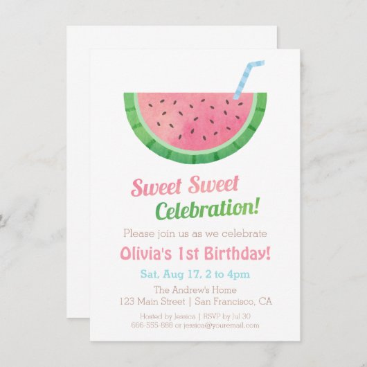 スイカーバースデーパーティ招待状 招待状 (正面/裏面)