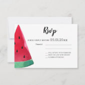 スイカ付き夏結婚用RSVPカード 出欠カード (裏面)