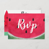 スイカ付き夏結婚用RSVPカード 出欠カード (正面/裏面)