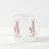 スイカ付き水彩バニー フロストグラスマグカップ (正面右)