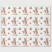 スイカ付き水色ウサギ ラッピングペーパー (フラット)