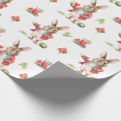 スイカ付き水色ウサギ ラッピングペーパー (角)