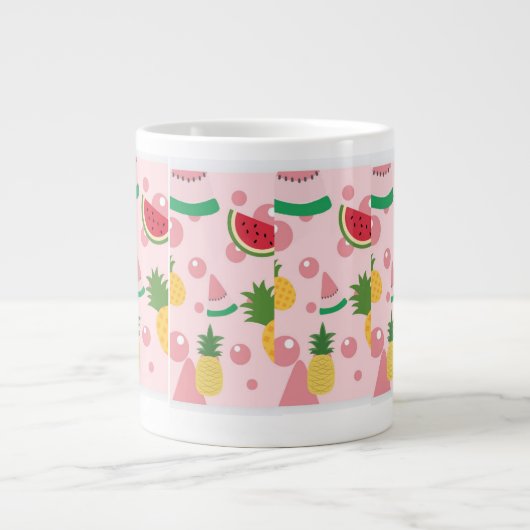 スイカ付き赤とピンクのプリントの品質マグ ジャンボコーヒーマグカップ (正面)
