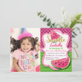 スイカ写真ガールズバースデーパーティー招待状 招待状 (スタンド正面)