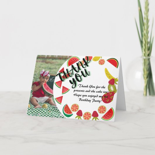 スイカ写真誕生日カード サンキューカード (正面)