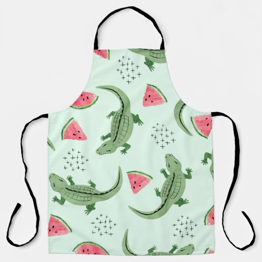 スイカ切りの継ぎ目のないワニ模様。 エプロン (正面)