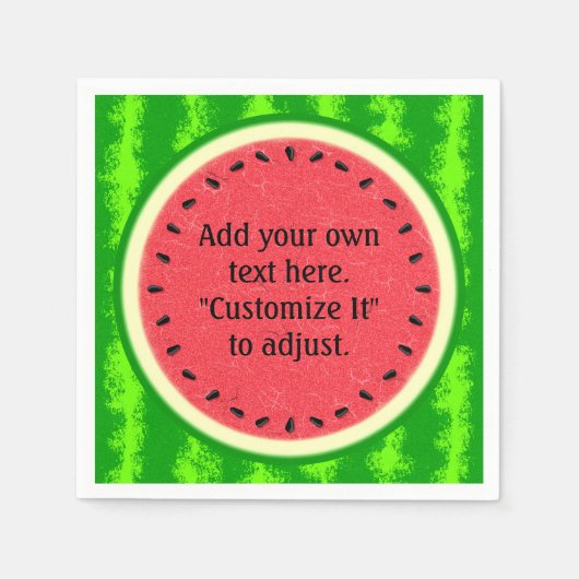 スイカ切り夏のフルーツパーソナライズされた スタンダードカクテルナプキン (正面)