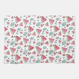 スイカ切り水彩手絵を描形 キッチンタオル