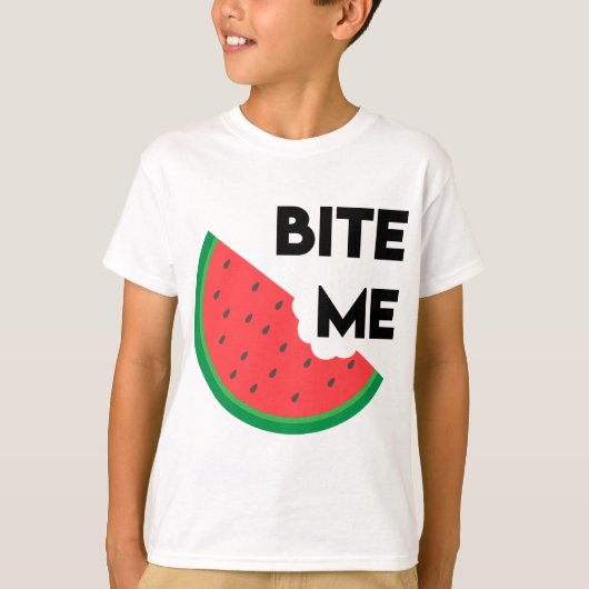 スイカ切り皮肉なフルーツパン噛む Tシャツ (正面)