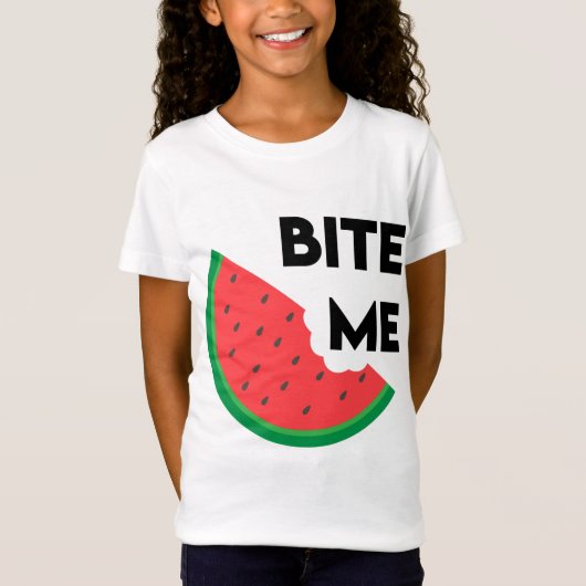 スイカ切り皮肉なフルーツパン噛む Tシャツ (正面)