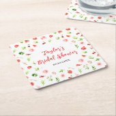 スイカ及びザクロブライダルシャワー スクエアペーパーコースター (アングル)