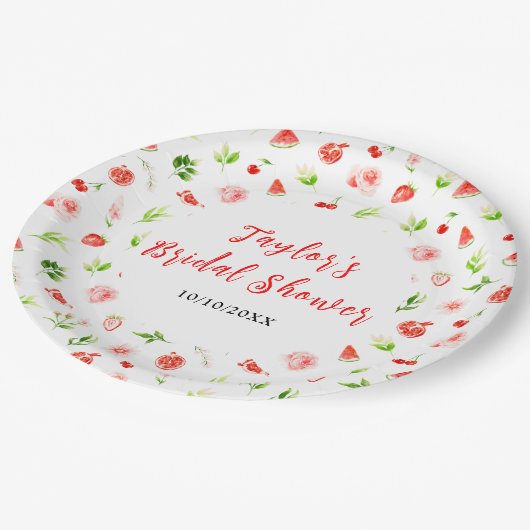 スイカ及びザクロブライダルシャワー ペーパープレート (アングル)