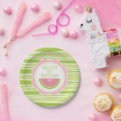 スイカ名門私立校風のーの誕生日ピンクとグリーン ペーパープレート (パーティー)