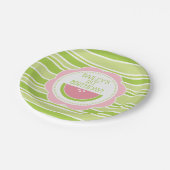 スイカ名門私立校風のーの誕生日ピンクとグリーン ペーパープレート (アングル)