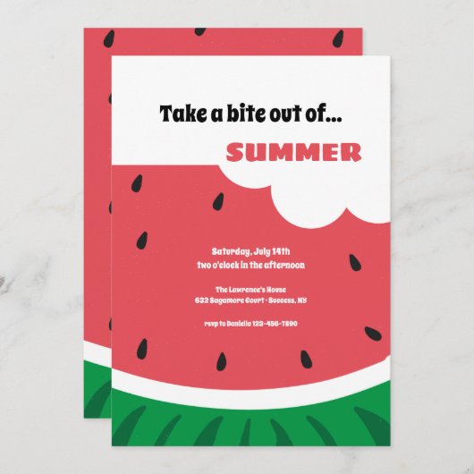 スイカ咬傷 招待状 (正面/裏面)