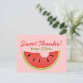 スイカ噛み付き甘感謝してい葉書 ポストカード (スタンド正面)