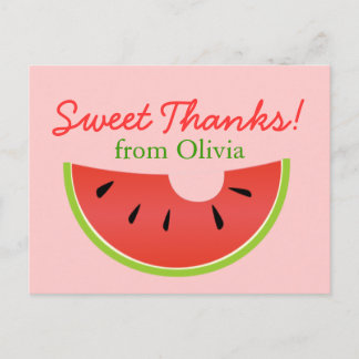 スイカ噛み付き甘感謝してい葉書 ポストカード