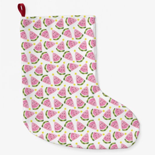 スイカ夏のクリスマスツリー ラージクリスマスストッキング (正面)