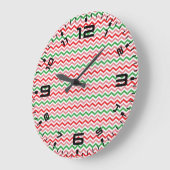 スイカ夏のジグザグストライプ型パターン–56209 ラージ壁時計 (傾斜)